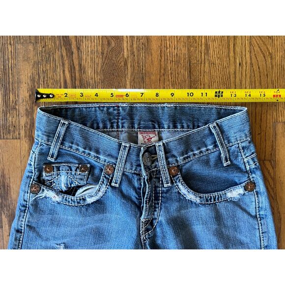 TRUE RELIGION Blue Denim White Stitch Micky Big T Jeans  Mens Size 33 - Picture 8 of 11